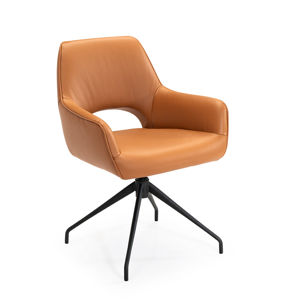 Salento spisebordsstol m/drej, cognac læder