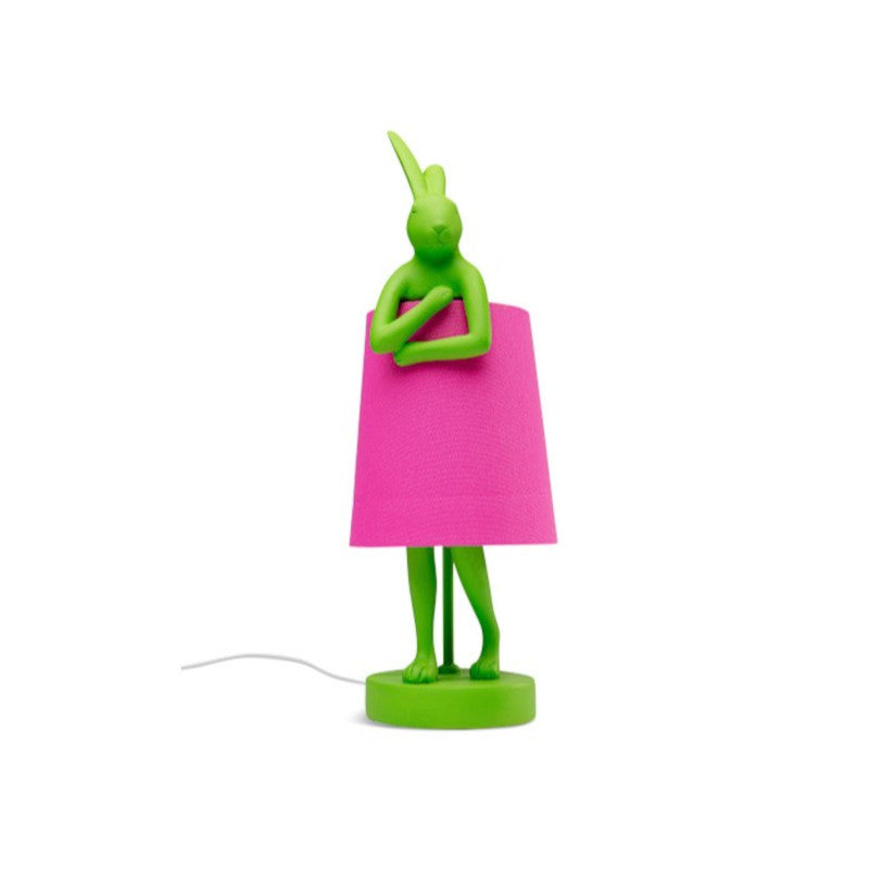 Kanin bordlampe, grøn/pink