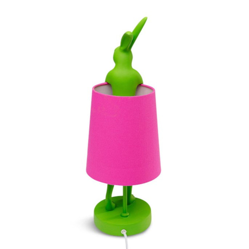 Kanin bordlampe, grøn/pink