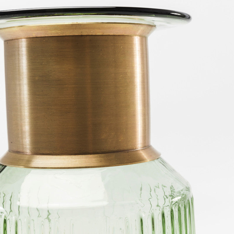 Barfly vase, grøn glas / messing