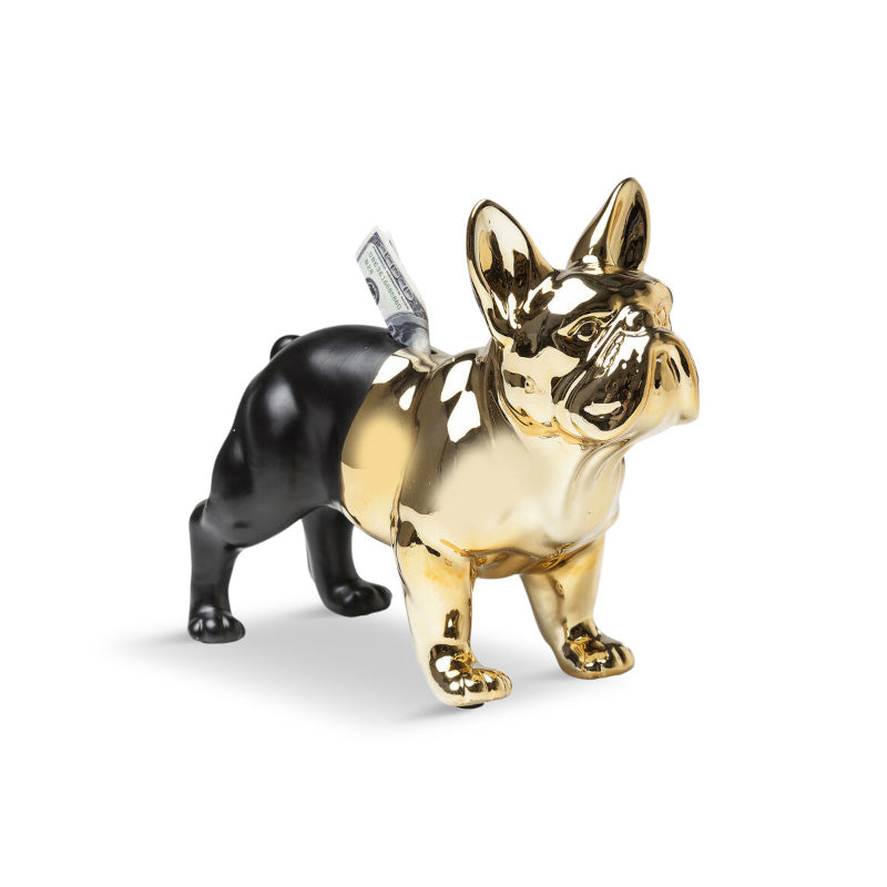 Bulldog sparegris sort/guld