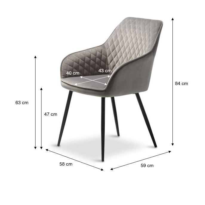 Milton spisebordsstol, grå velour