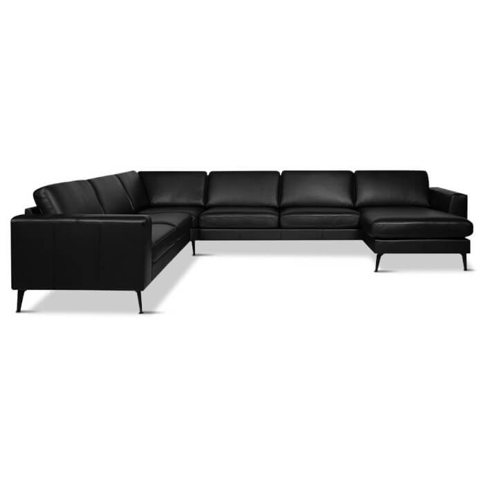 Nova hjørnesofa m/chaiselong, sort læder