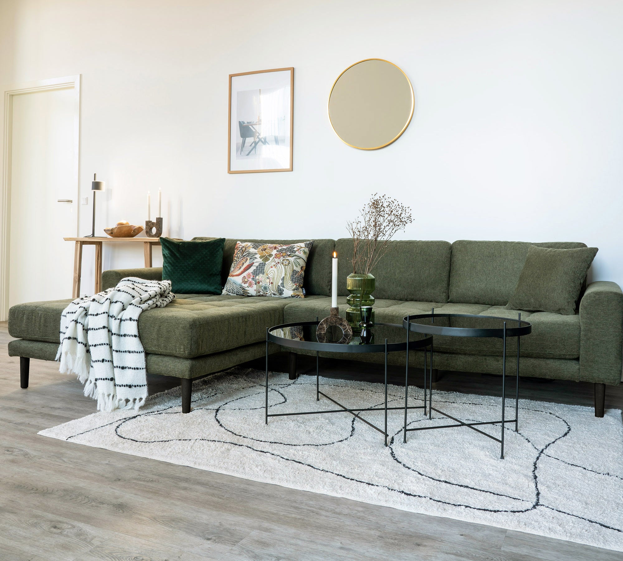 Fabio sofa m/chaiselong, olivengrøn