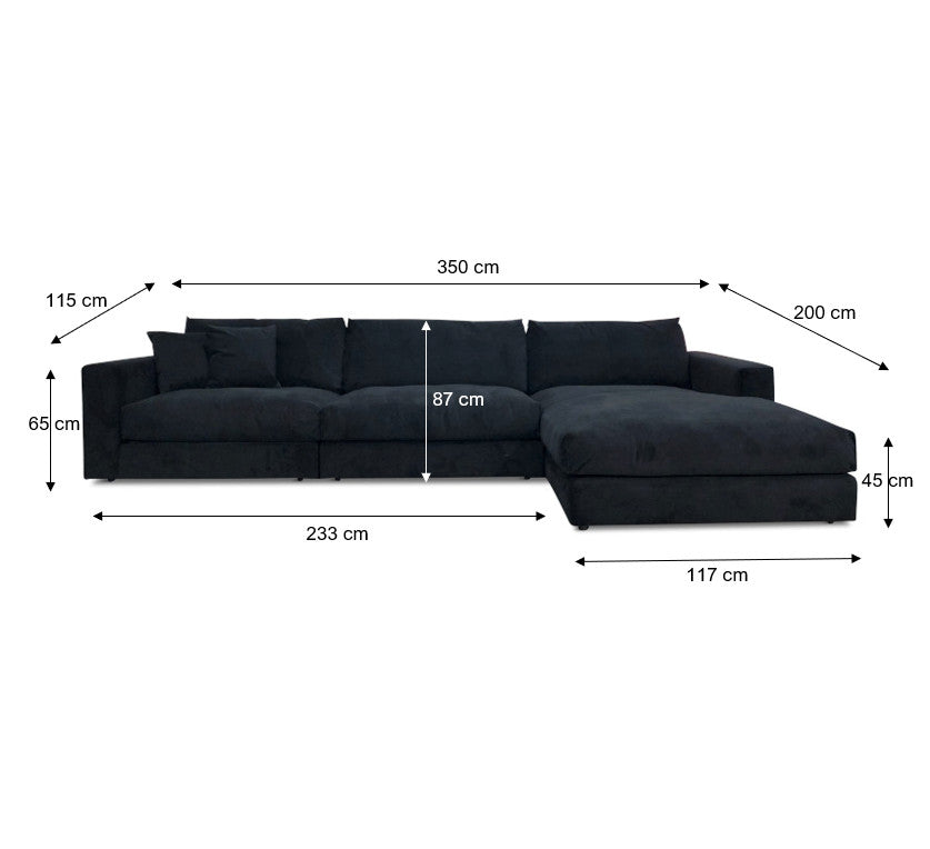 Andretta byggesofa, sort velour