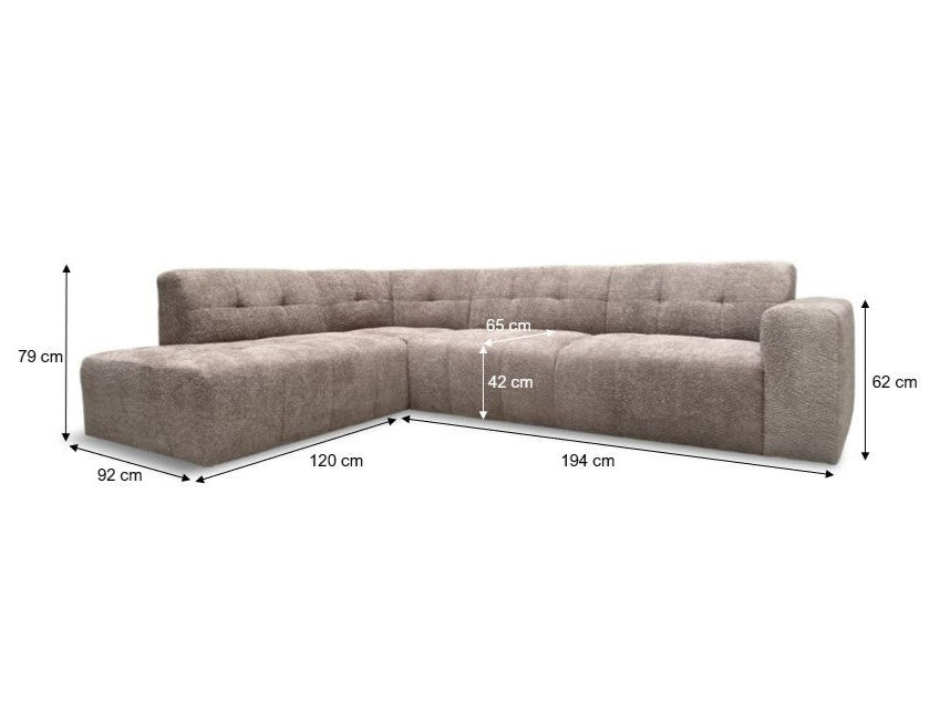 Aviano hjørnesofa m/open end, taupe