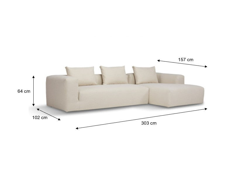 Casa sofa m/chaiselong, bouclé white