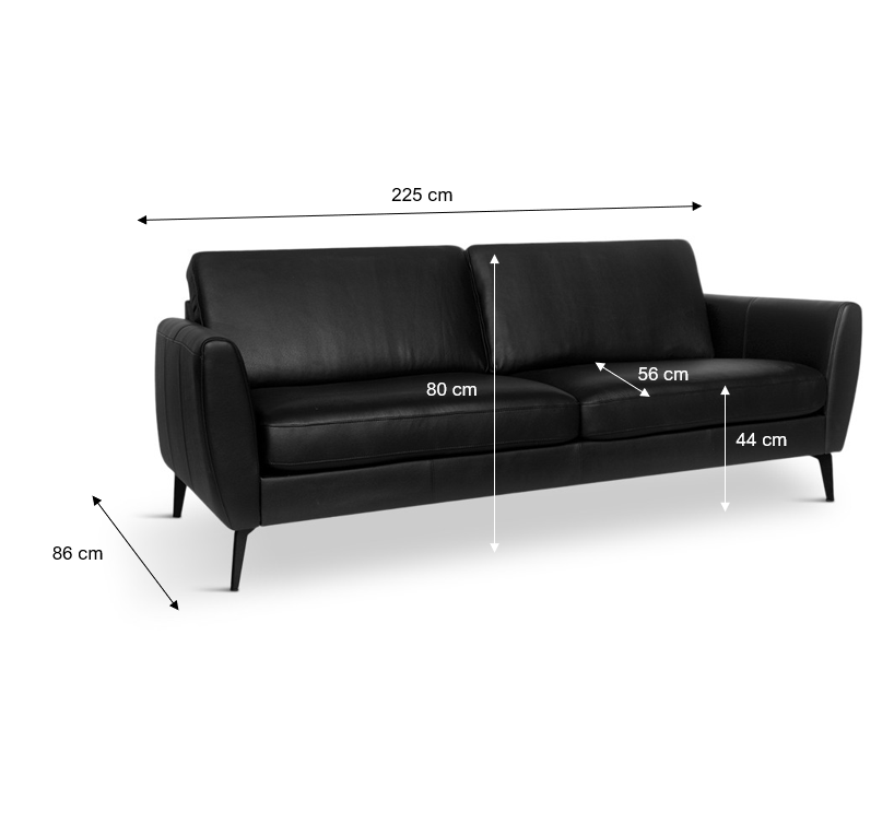 Nova modular 3 pers sofa, sort læder