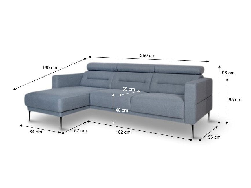 Vizion sofa m/chaiselong, blå